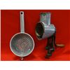 Image 1 : 2 pieces: Graniteware strainer, 7"; G.M.T. Co. cast iron & graniteware grater