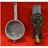 Image 2 : 2 pieces: Graniteware strainer, 7"; G.M.T. Co. cast iron & graniteware grater