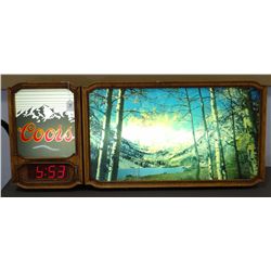 Coors Beer lighted sign & digital clock, 39"
