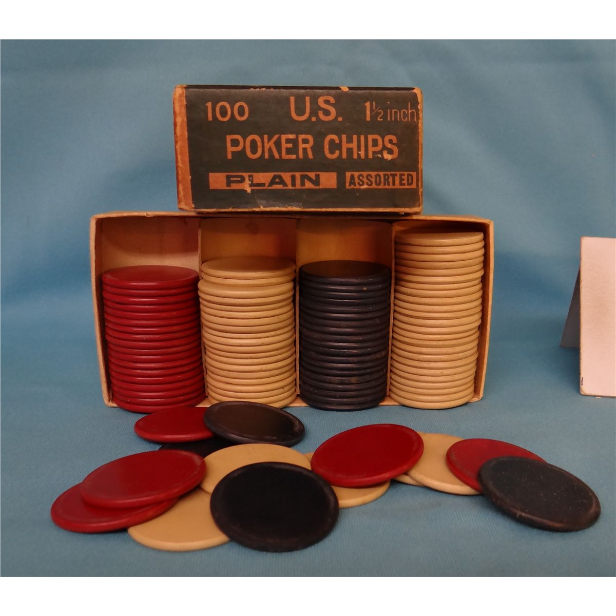 Poker chips, clay, orig. box