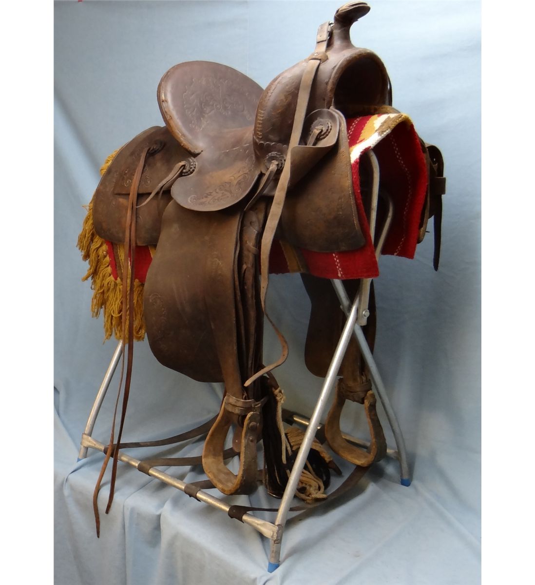 Al Furstnow high back saddle, catalog 100, floral tooled