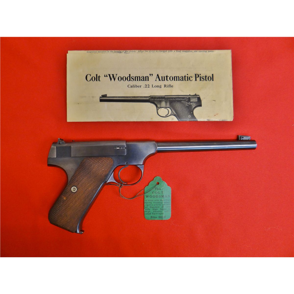 COLT Woodsman Target pistol, .22, with extra elephant ear grips, pre
