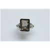 Image 1 : NATURAL 26.40 CTW SMOKY TOPAZ EMERALD CUT RING .925 STE