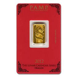 Gold Bars: Pamp Suisse 5 Gram Gold Bar 2012 (Dragon Des