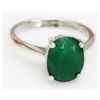 Image 1 : Natural 1.3 ctw Emerald Oval .925 Sterling Silver Ring