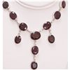 Image 1 : NATURAL 310.0 CTW RUBY OVAL NECKLACE .925 STERLING SILV