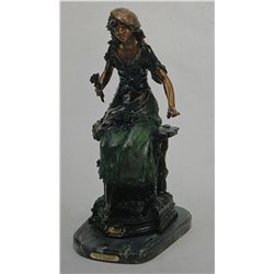 "RED RIDING HOOD" BRONZE SCULPTURE - A.  MOREAU