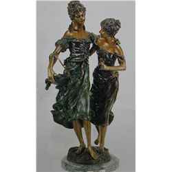 "SISTERS" BRONZE SCULPTURE - A. MOREAU
