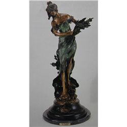 "LADY WITH WHEAT" BRONZE SCULPTURE  - A. MOREAU