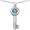 Image 1 : BLUE TOPAZ & DIAMOND STERLING PENDANT