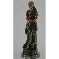 "PRAYING WOMAN" BRONZE SCULPTURE - A.  MOREAU
