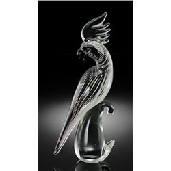 ART GLASS PARROT ON BRANCH