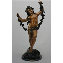 "FLOWER ARRANGING" BRONZE SCULPTURE  - A.  MOREAU