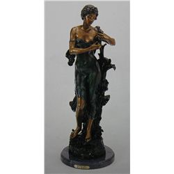 "FLOWER GIRL" BRONZE SCULPTURE - A.  MOREAU