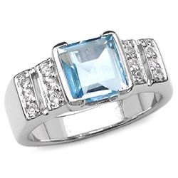 3.00 CARAT GENUINE BLUE & WHITE TOPAZ .925 STERLING SILVER RING