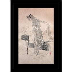 ANTIQUE GALLERY STAMPED LITHOGRAPH