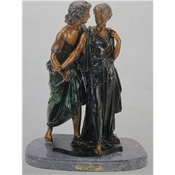 "COUNTRY LOVERS" BRONZE SCULPTURE - A. MOREAU