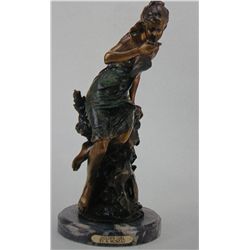 "GOLDEN GIRL" BRONZE SCULPTURE - A. MOREAU