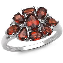 0.45 CARAT GENUINE GARNET & WHITE TOPAZ .925 STERLING SILVER RING