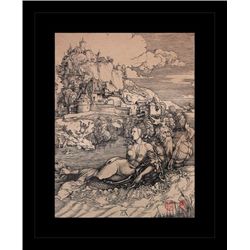 ANTIQUE GALLERY STAMPED LITHOGRAPH