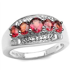 1.52 CARAT GENUINE ORANGE SAPPHIRE & WHITE TOPAZ .925 STERLING SILVER RING