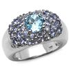 Image 1 : 1.20 CARAT GENUINE BLUE TOPAZ & TANZANITE .925 STERLING SILVER RING