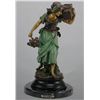 Image 1 : "WOMAN WITH ROOSTER" BRONZE SCULPTURE - A. MOREAU