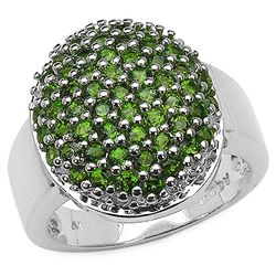 2.22 CARAT GENUINE CHROME DIOPSIDE .925 STERLING SILVER RING