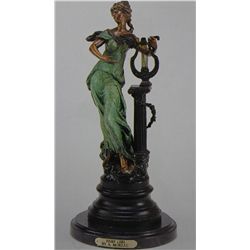 "HARP GIRL" BRONZE SCULPTURE - A.  MOREAU