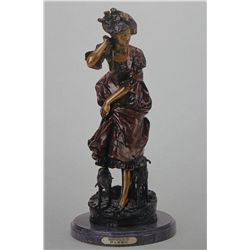 "SHEPHERDESS" BRONZE SCULPTURE - A.  MOREAU