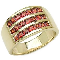 1.89 CARAT GENUINE ORANGE SAPPHIRE 18K YELLOW GOLD PLATING .925 STERLING SILVER RING