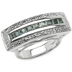 0.99 CARAT GENUINE GREEN SAPPHIRE .925 STERLING SILVER RING