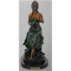 "SITTING PRETTY" BRONZE SCULPTURE - A.  MOREAU