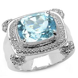 4.70 CARAT GENUINE BLUE & WHITE TOPAZ .925 STERLING SILVER RING