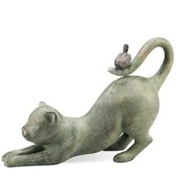CAT WITH BIRD GARDEN SCULPTURE