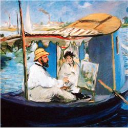 MANET "MANET PAINTING IN HIS BOAT"