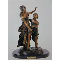 "TEACHING HOW TO DANCE" BRONZE SCULPTURE - A. MOREAU