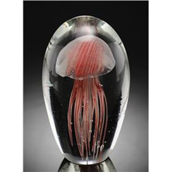 ART GLASS ORANGE JELLYFISH GLOW IN THE DARK