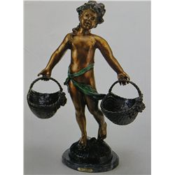 "HEAVY BASKET" BRONZE SCULPTURE - A.  MOREAU