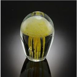 ART GLASS YELLOW JELLYFISH GLOW IN THE DARK