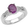 Image 1 : 1.10 CARAT GENUINE RUBY & WHITE TOPAZ .925 STERLING SILVER RING
