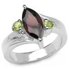 Image 1 : 1.60 CARAT GENUINE GARNET & PERIDOT .925 STERLING SILVER RING