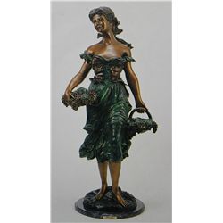 "GRAPE GIRL" BRONZE SCULPTURE - A. MOREAU