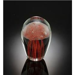 ART GLASS RED JELLYFISH GLOW IN THE DARK