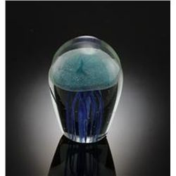 ART GLASS BLUE JELLYFISH GLOW IN THE DARK