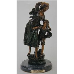 "HAPPY MOTHER" BRONZE SCULPTURE - A. MOREAU