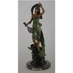 "GIRL  ON FEATHER" BRONZE SCULPTURE - A.  MOREAU