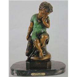 "CRYING GIRL" BRONZE SCULPTURE - A.  MOREAU