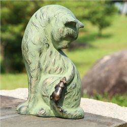 CAT WITH MOUSE GARDEN SCULPTURE