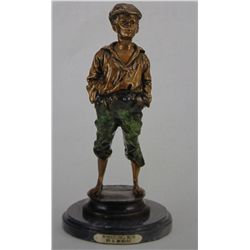 "WHISTLING BOY" BRONZE SCULPTURE - A. MOREAU